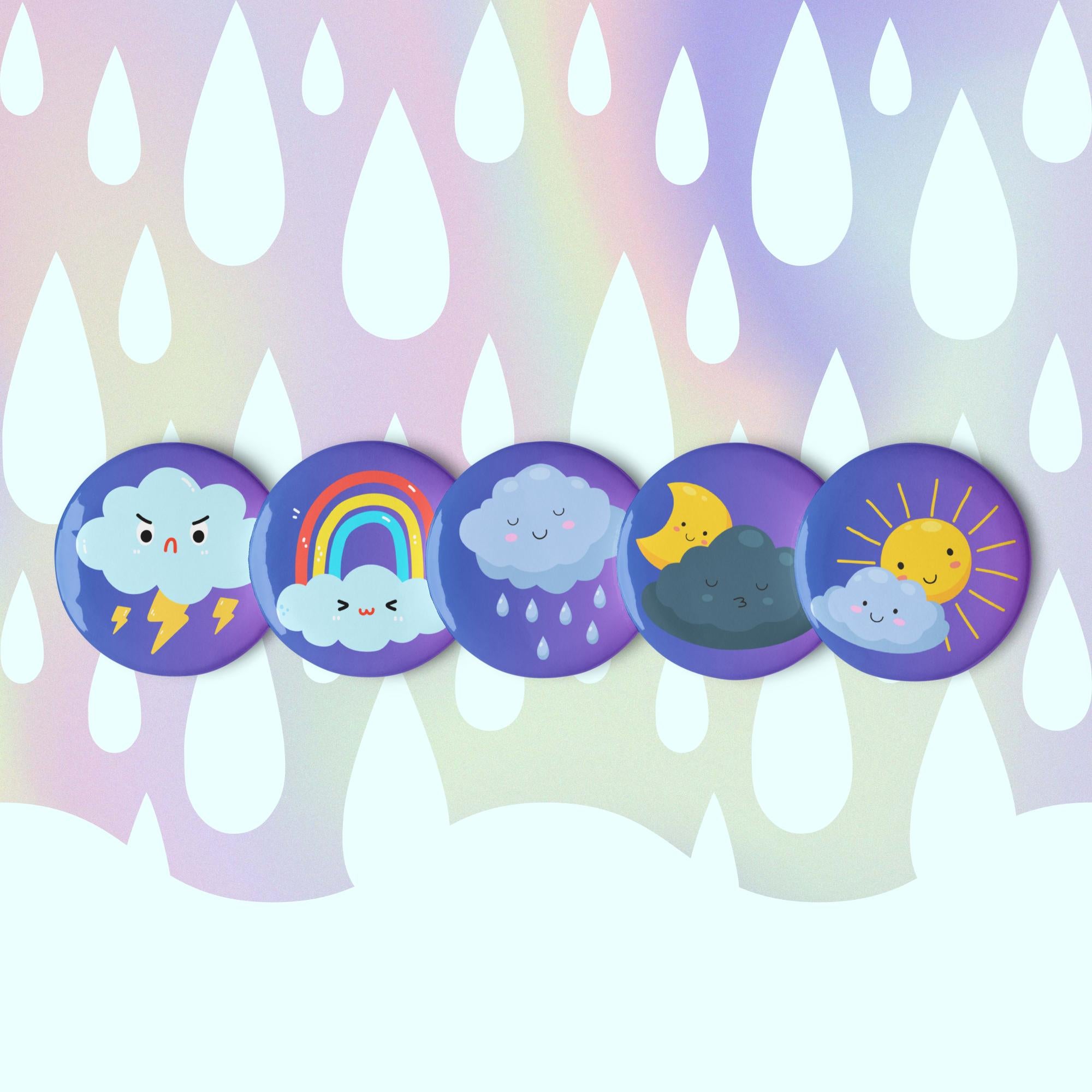 Weather Mood Pin Button Set