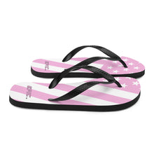 Load image into Gallery viewer, Unisex EPIC Flip-Flops | Pink-White Stripes | Sizes: Men&#39;s 6-11 and Women&#39;s 7-12