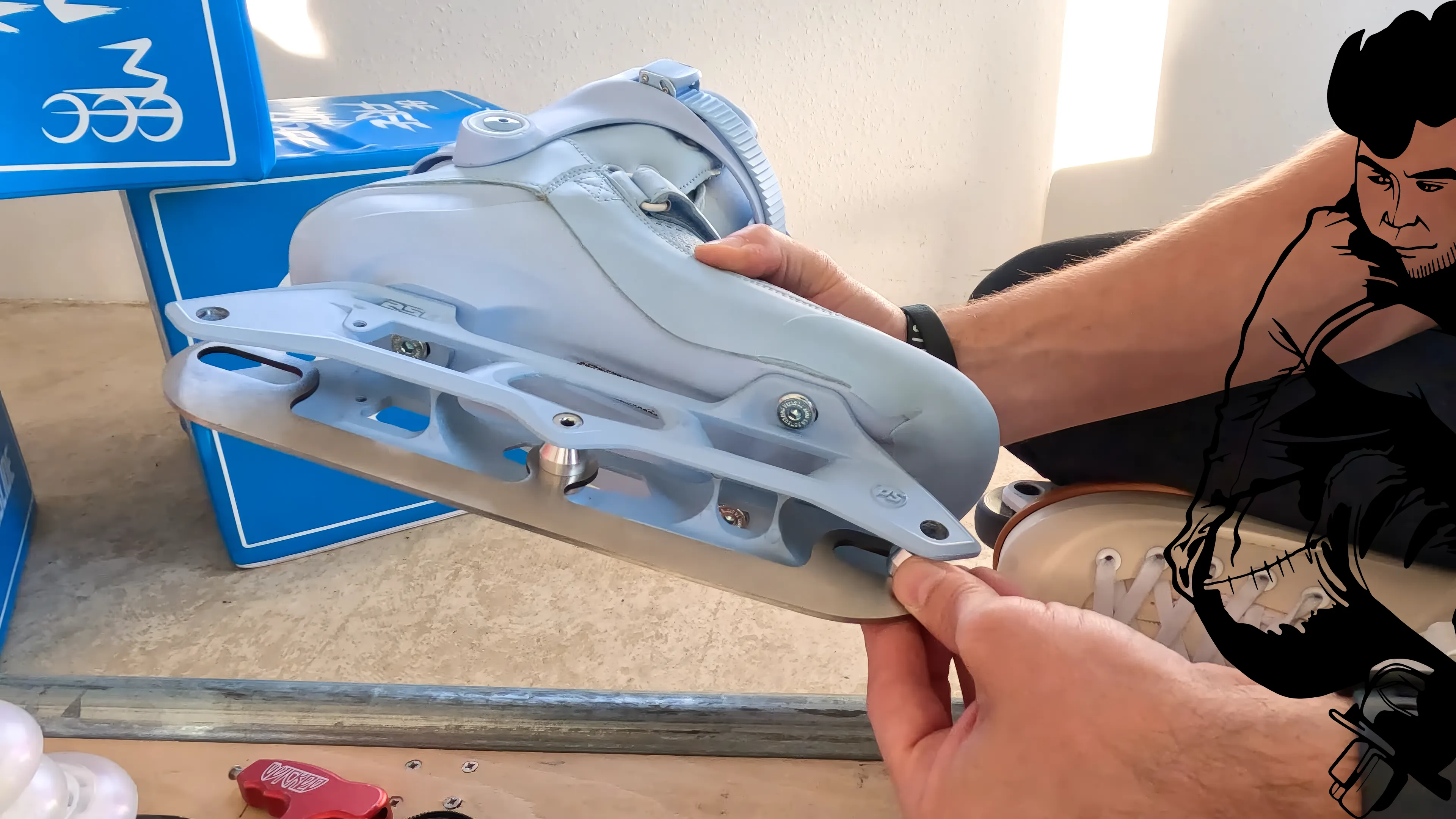 Montage der Schlittschuhkufen