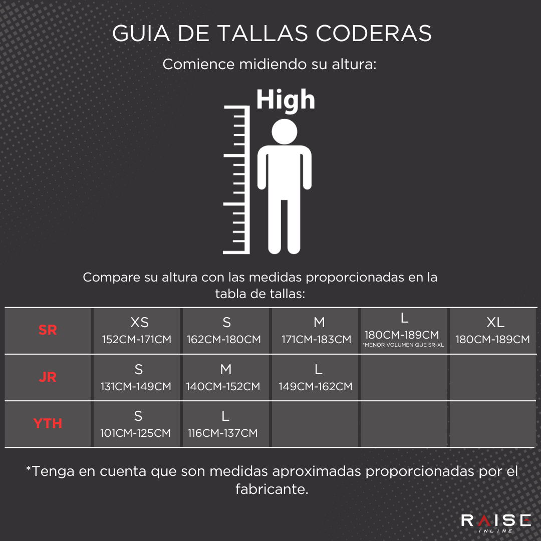 Guía de tallas de coderas