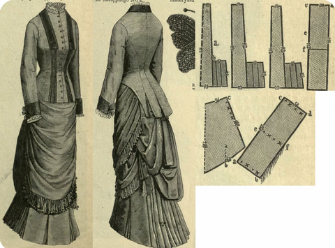 Mody Paryzkie 1880 Summer walking dress
