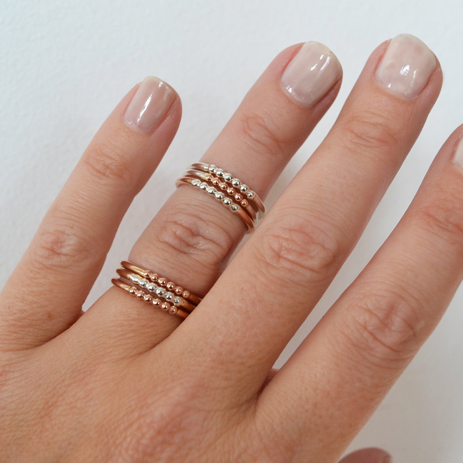 Beaded Accent Ring, Gold, Rose Gold, or Sterling Silver