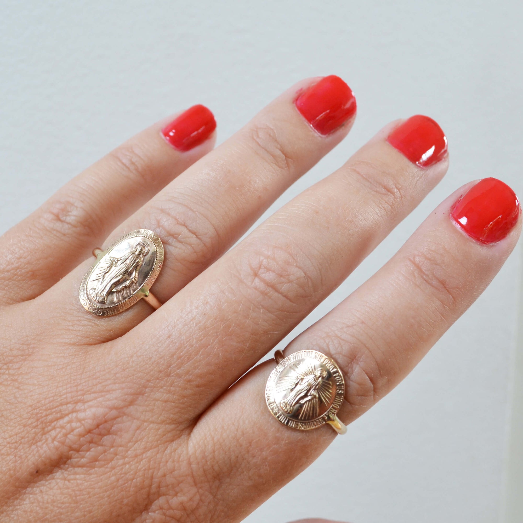 Mother Mary Coin Ring, Gold or Silver