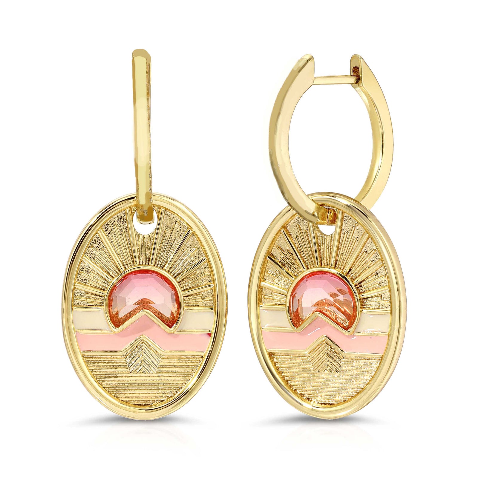 Tequila Sunrise Charm Hoop Earrings - Sky - Glamrocks