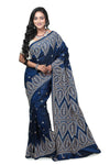 Gujarati Stitch Silk Blend Saree: Elegant and Timeless