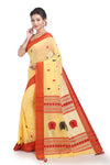 Red and Yellow pure cotton saree for Puja
