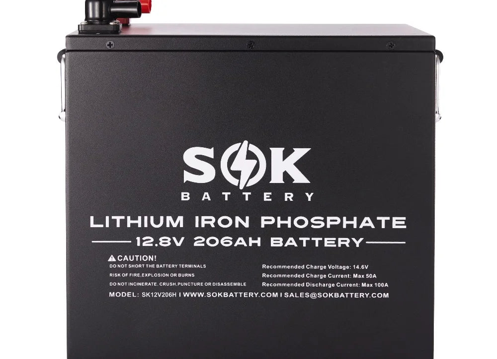 SOK Battery | SOK 206AH Battery | 12V LiFePO4 Battery | Bluetooth & Built-In Heater (Metal) | PRE-ORDER ETA MAY 20