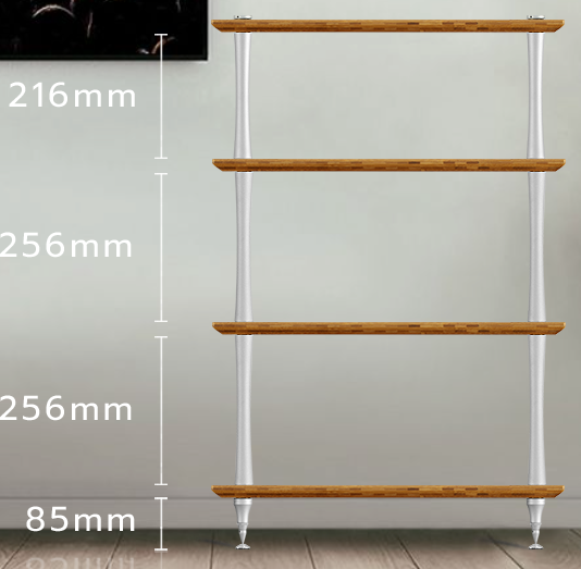 Quadraspire SVT 4 Shelf Audio Rack - w/silver columns
