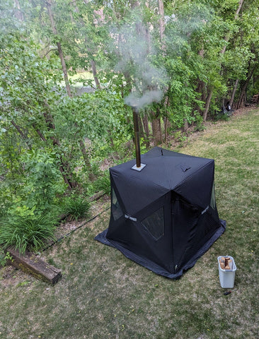Sauna tent with smoke
