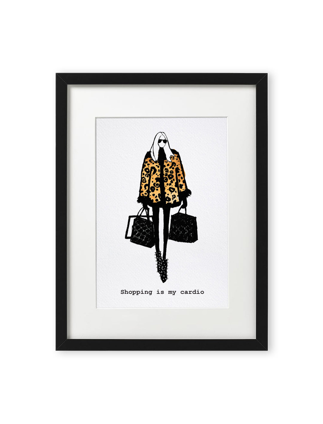 "Shopping is my Cardio" Framed A4 Print