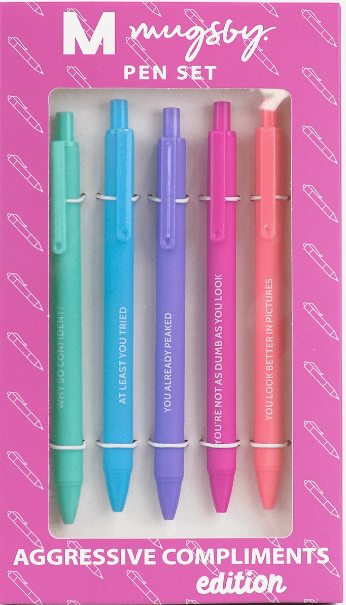 Mugsby - Compliments Pen Set Edition, Pens, Pen Set, Funny Pens