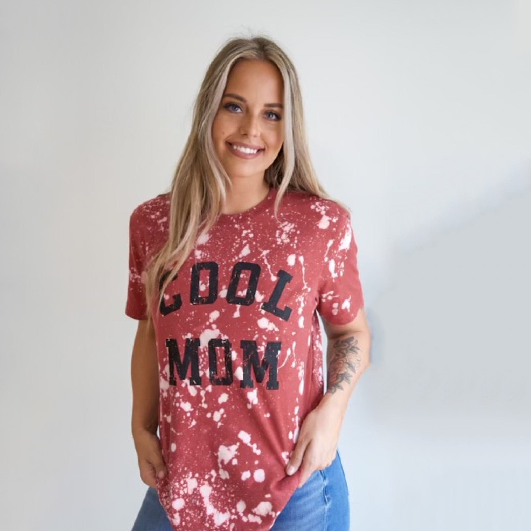 Cool Mom Hand Bleached Tee - Rust