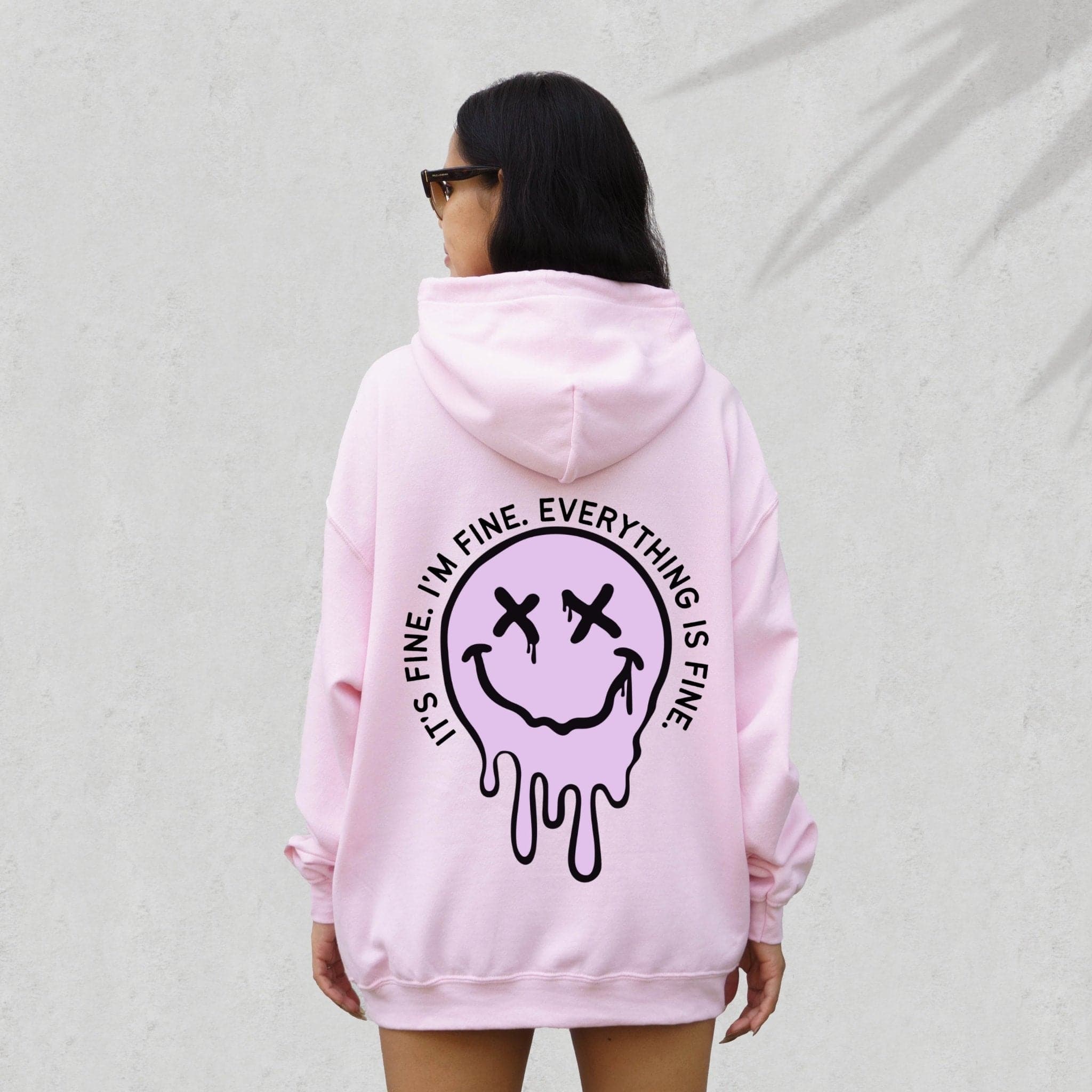 It's Fine Drippy Smiley Hoodie - Pink