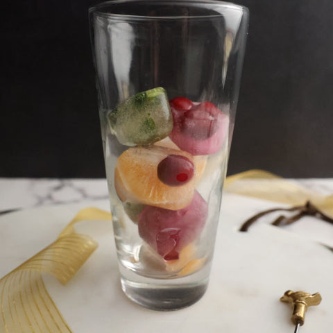 Different infused ice cubes for cocktails