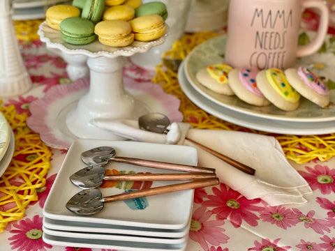 Coffee and cookies with Sundance heart coffee spoons.