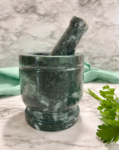 Primrose Green Marble Mortar & Pestle