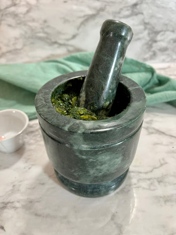 Primrose Green Marble Mortar & Pestle