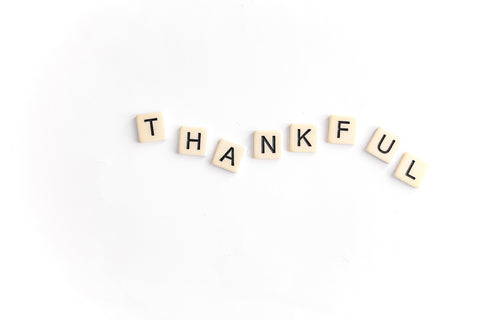 Scrabble letters form the word Thankful