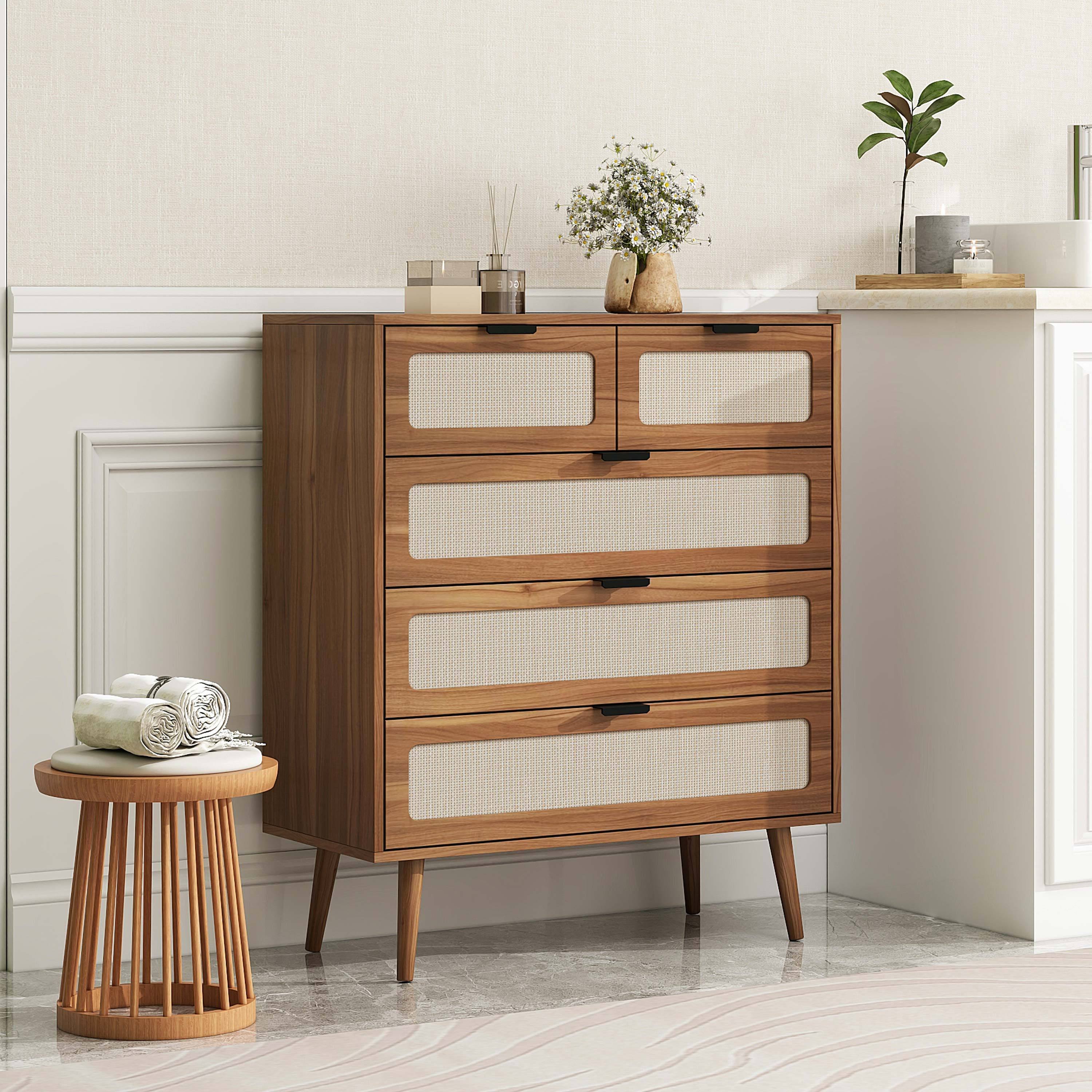 Keith II 5 Drawer Accent Storage Cabinet - Walnut
