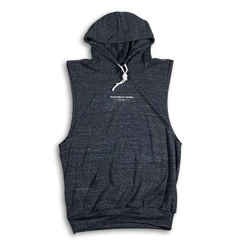 charcoal grey sleeveless hoodie