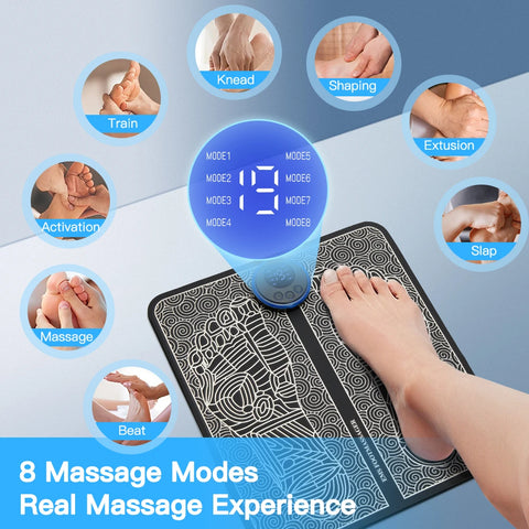 Electric EMS Foot Massager Pad Relief Pain Relax Feet Acupoints