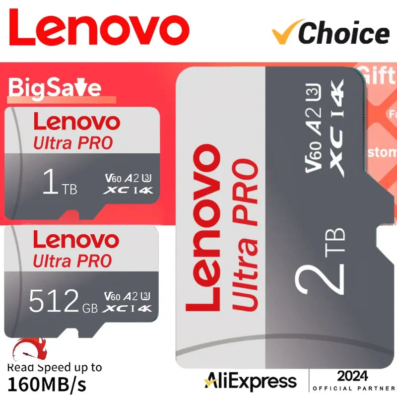 Lenovo 2TB High Speed Memory Card 1TB 512GB 128GB Class 10 Micro TF SD Card 2TB SD Memory Card For Nintendo Switch Phone Drone