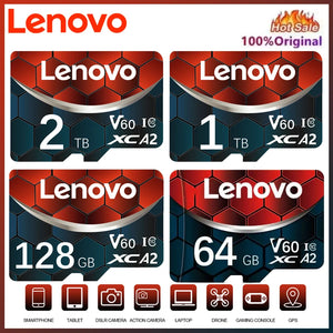 Lenovo Memory Card 128GB Class 10 V60 TF Card 2TB 1TB 512GB 256GB A2 U3 Micro TF SD Card For Mobile Phone PC Speaker HD Camera - Inovax