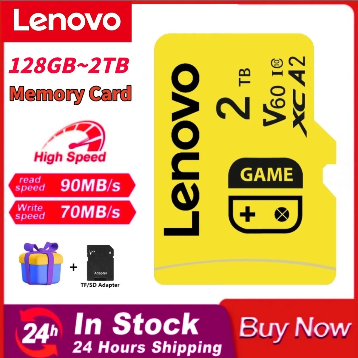 Lenovo 2TB Memory Card 128GB Class 10 V30 TF Card 1TB Mini SD Card 512GB High Speed Micro TF SD Card 256GB For Nintendo Switch