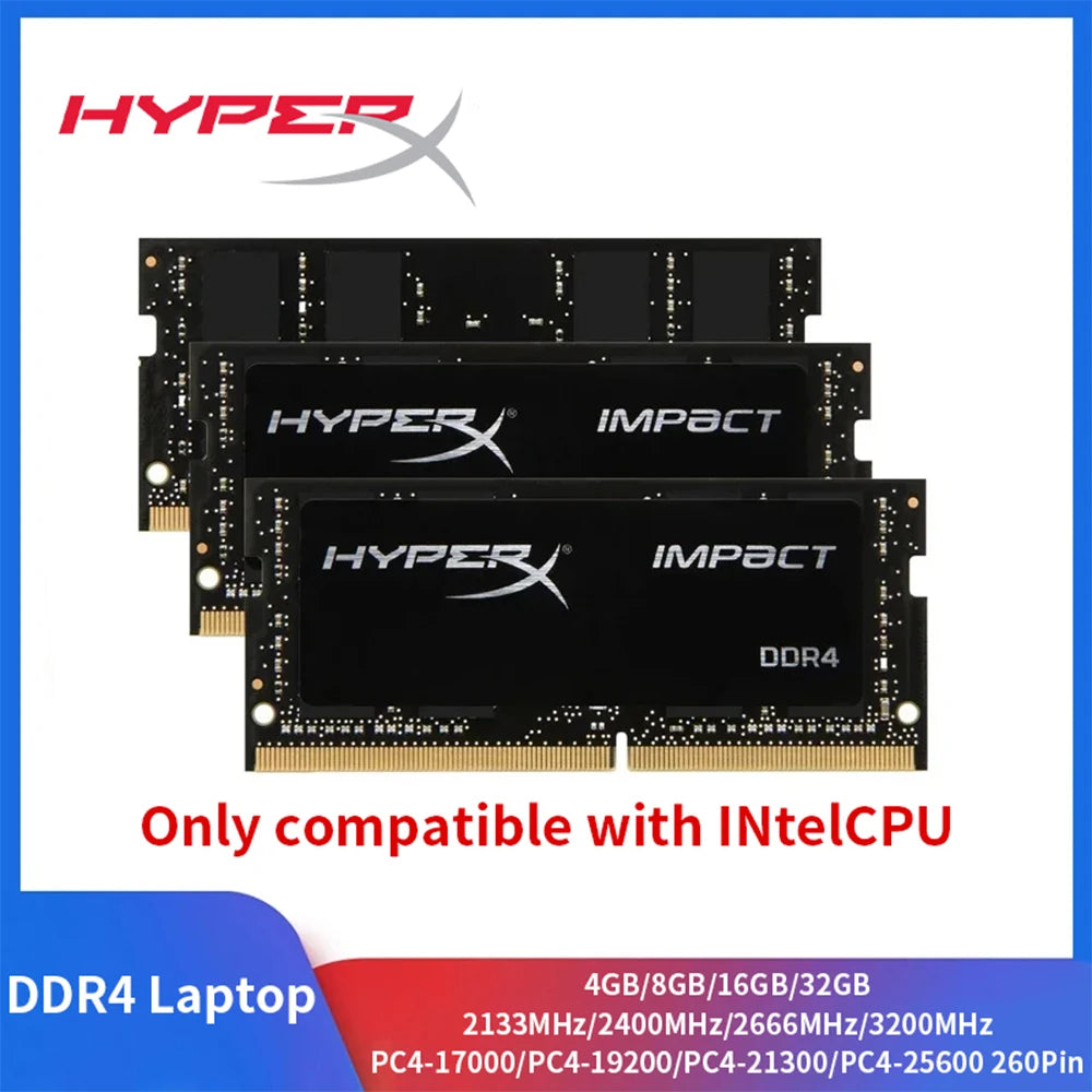HyperX Memoria Laptop RAM DDR4 16GB 8GB 4GB 3200MHz 2666 2400 2133 Notebook Memory 260Pin SODIMM Only compatible with INtel CPU