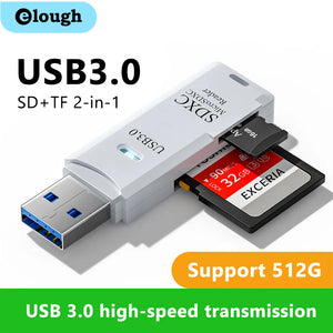 2 in 1 USB 3.0 Card Reader Micro sd card Reader usb adapter High Speed Cardreader TF Memory card For PC Laptop Accessories - Inovax