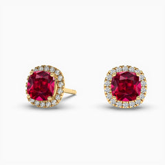 Ruby halo earrings