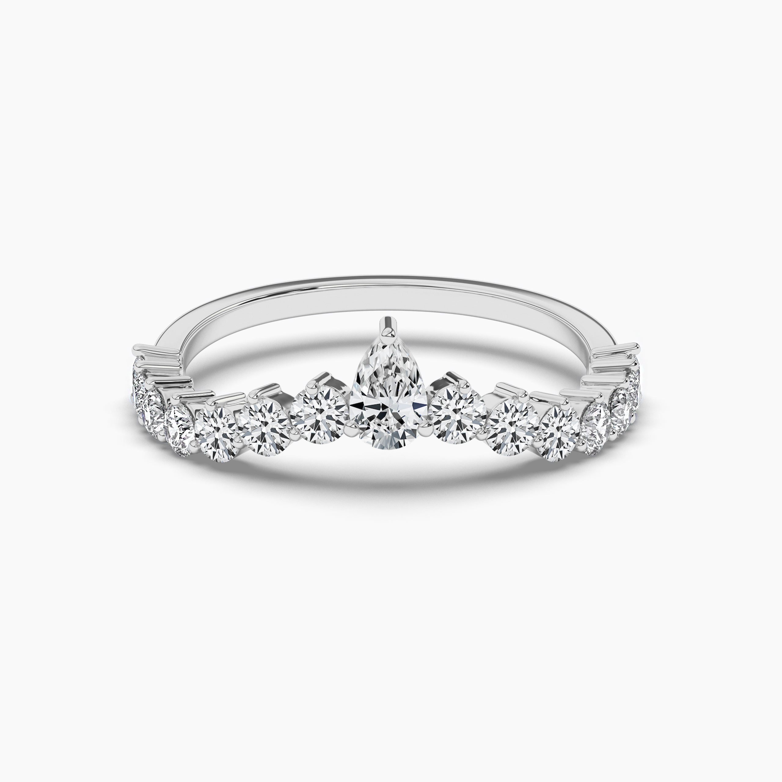 Pear and diamond Curved ring