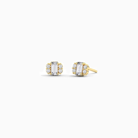 baguette and round diamond earrings