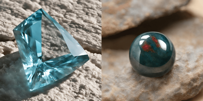 Blood stone and Aquamarine