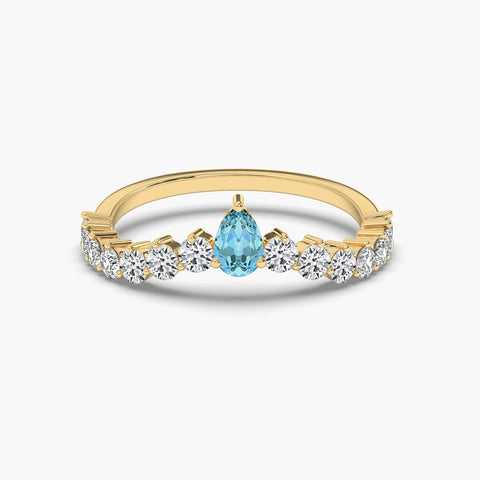 aquamarine diamond curved ring