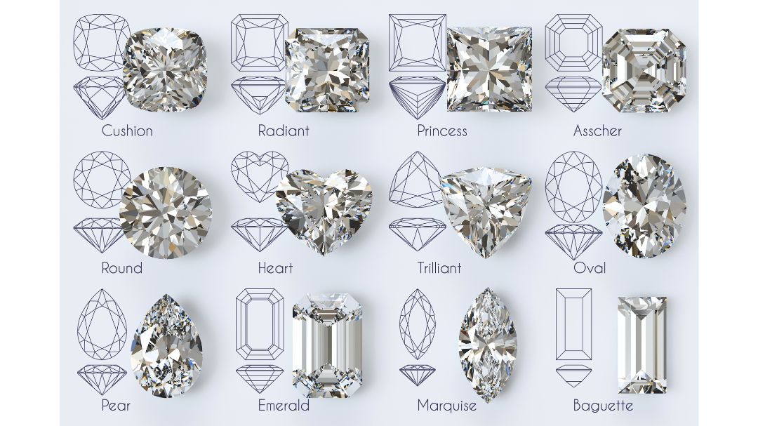 Popular diamond shapes and cuts