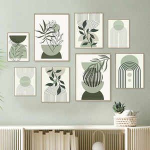 Geometric Boho Leaves Art - Konarts