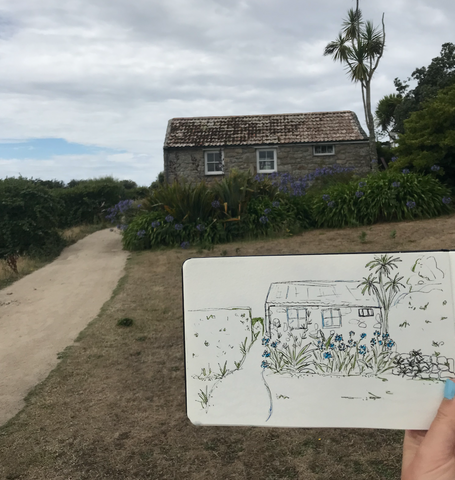 Sketching on Bryher, Scilly 