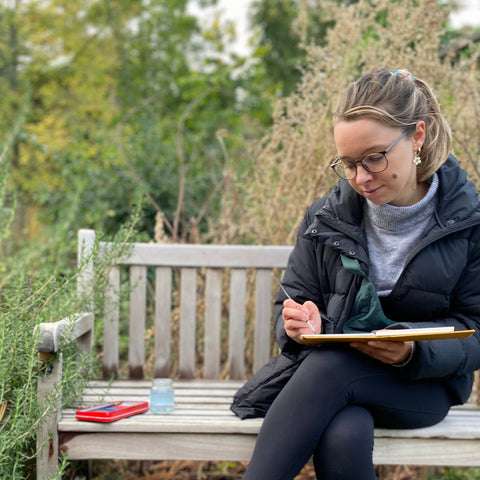 Holly Drawing in The gardens