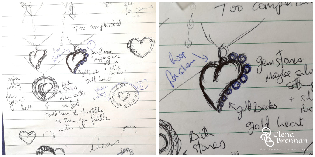 The design process behind the 14ct Gold Heart Birthstone Pendant