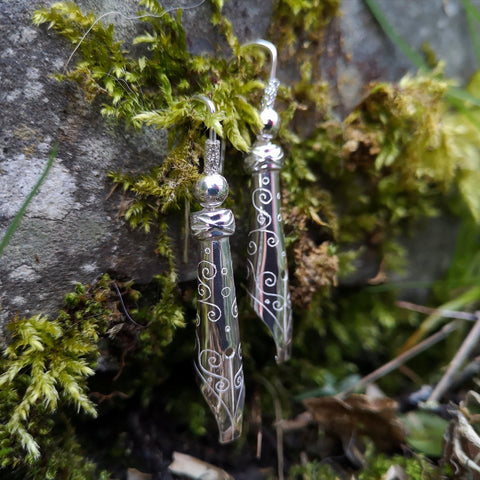 Bespoke sterling silver pen nib earrings