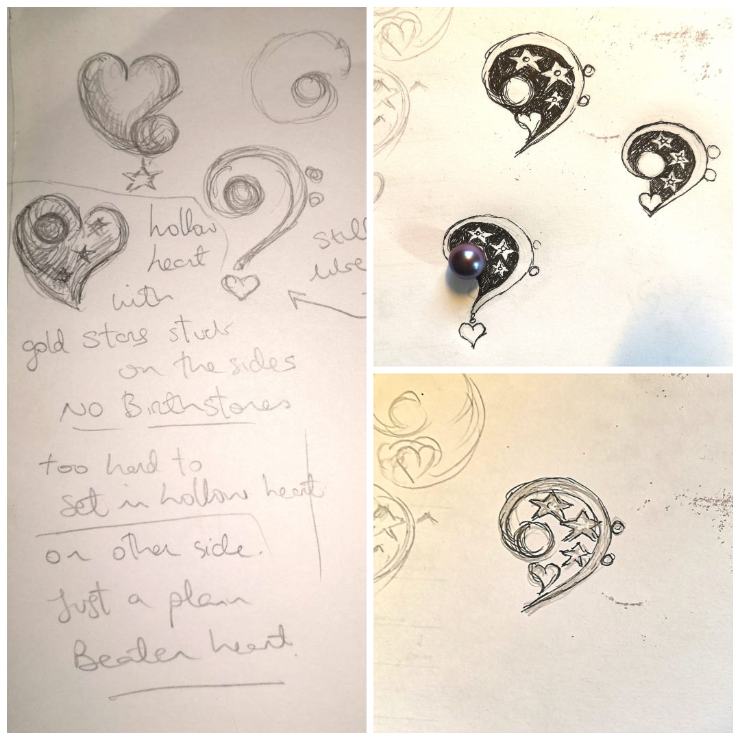 Some initial ideas for the bespoke Tahitian Black Pearl Pendant.