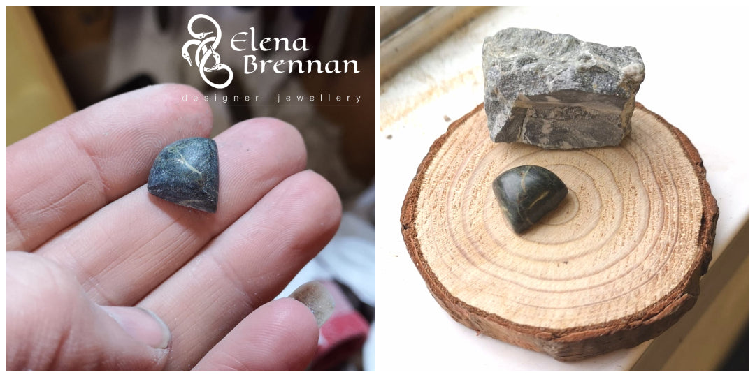 Final cut and shape of the real everest base stone to be set into a pendant.