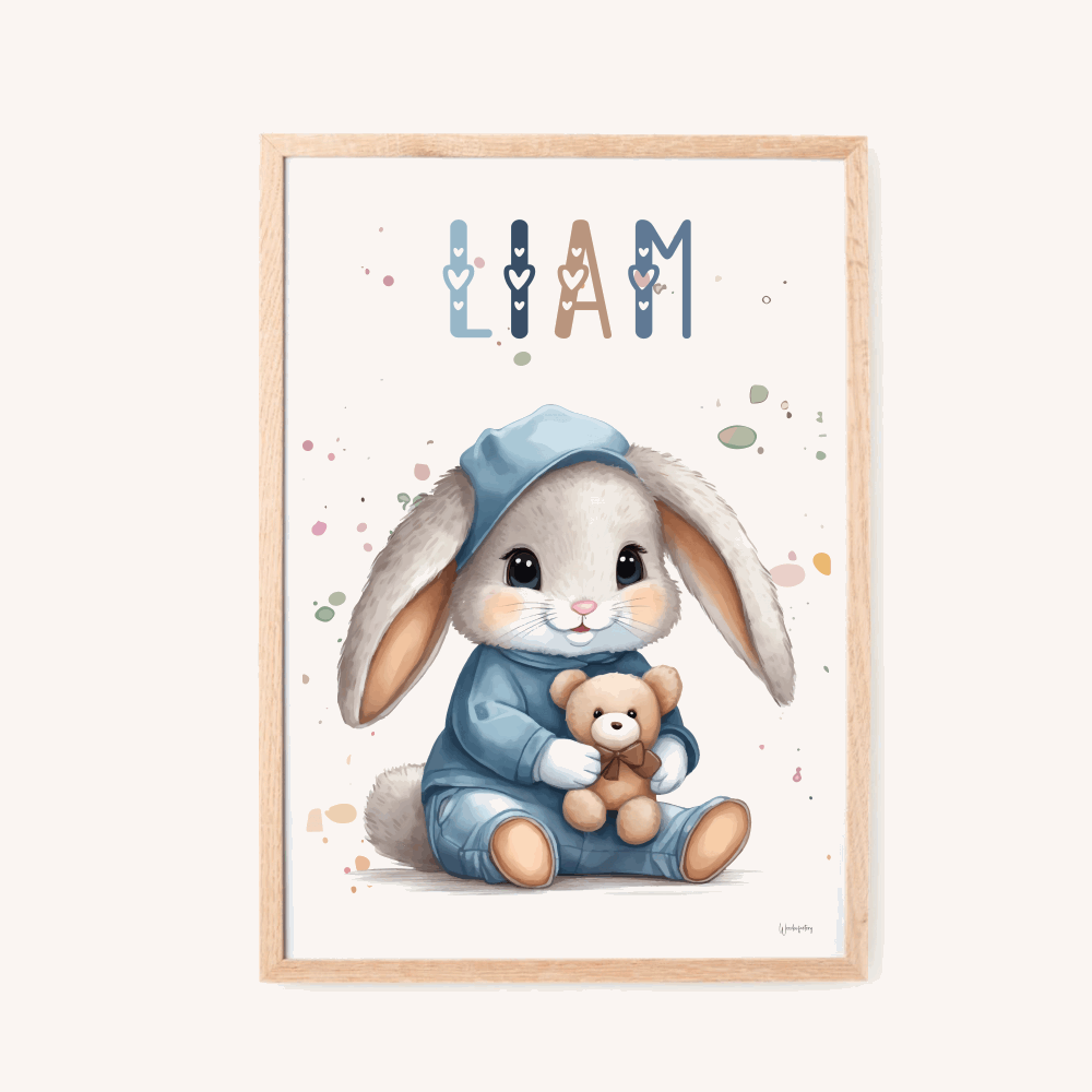 Billede af Børneplakat - Blå kanin 2 - A4