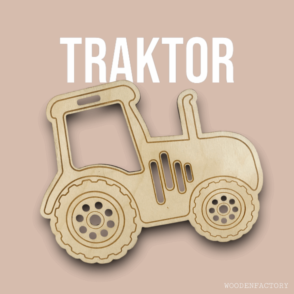 Se Traktor i træ - Fineret valnød / Nej tak hos Woodenfactory