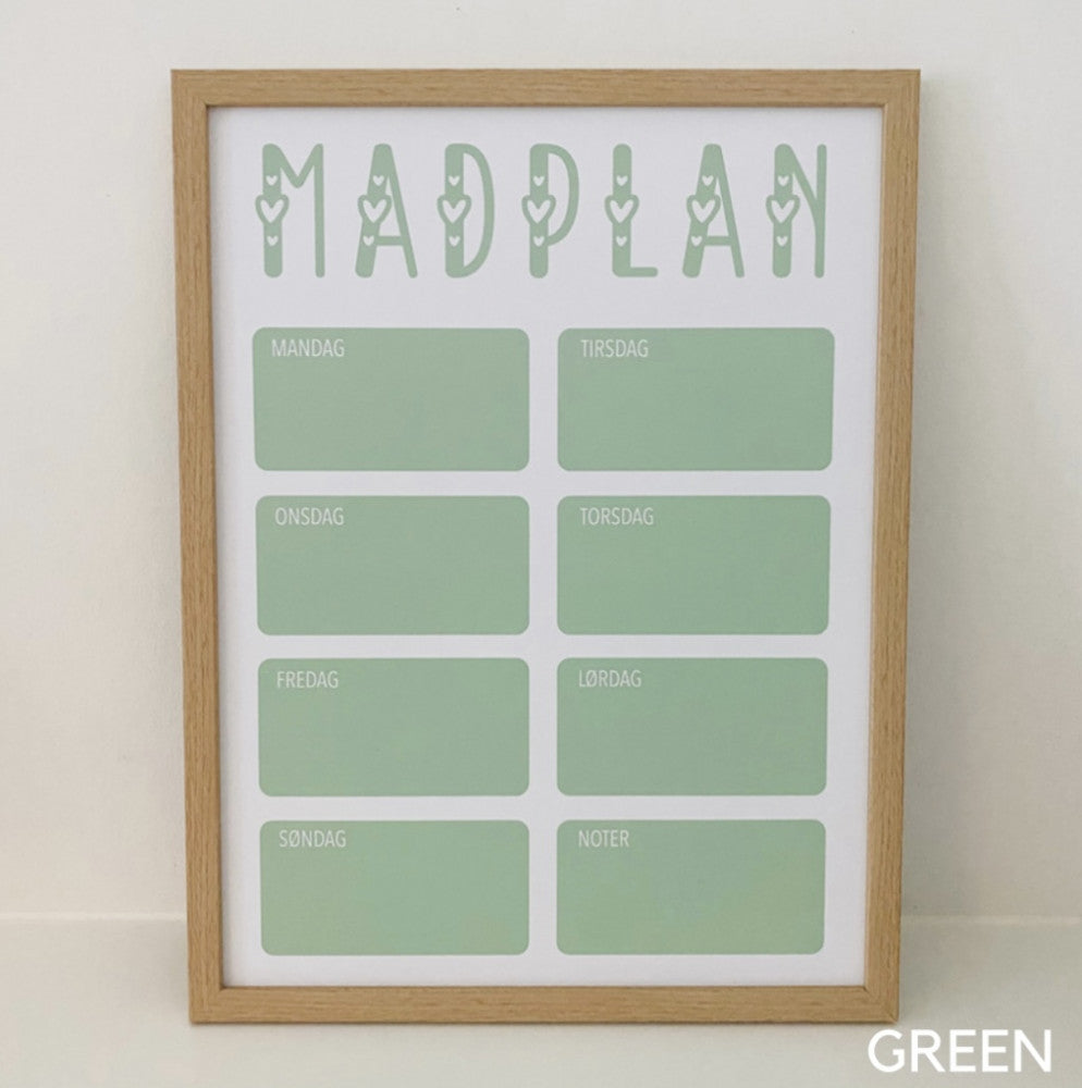 Se Madplan med ugedage - Ja tak (+150kr.) / Green hos Woodenfactory