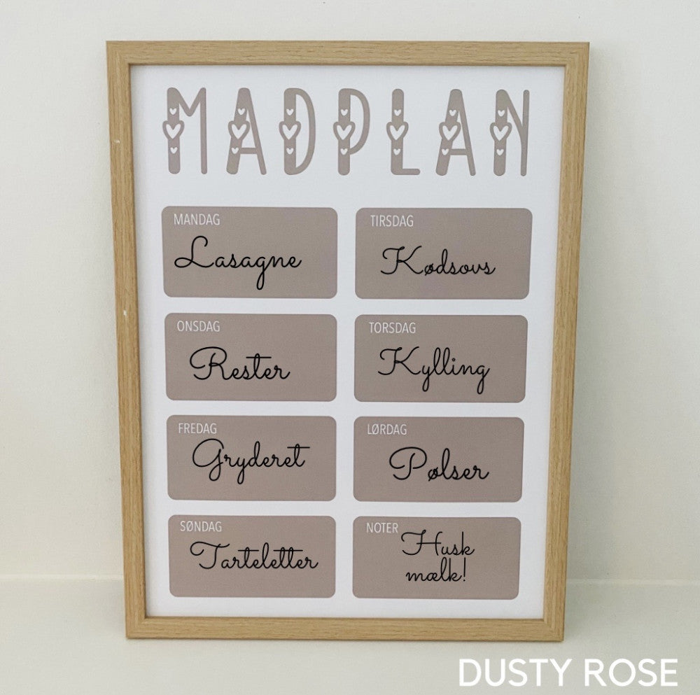 Se Madplan med ugedage - Ja tak (+150kr.) / Dusty rose hos Woodenfactory