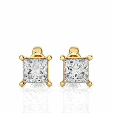 FourProng Princess Diamond Stud Earrings in 18K White Gold