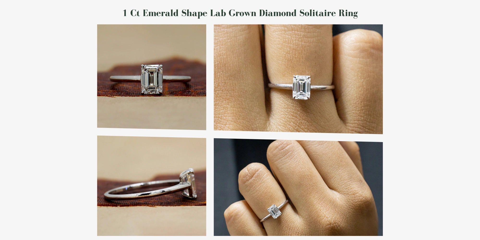 1 Ct Emerald Shape Lab Grown Diamond Solitaire Ring