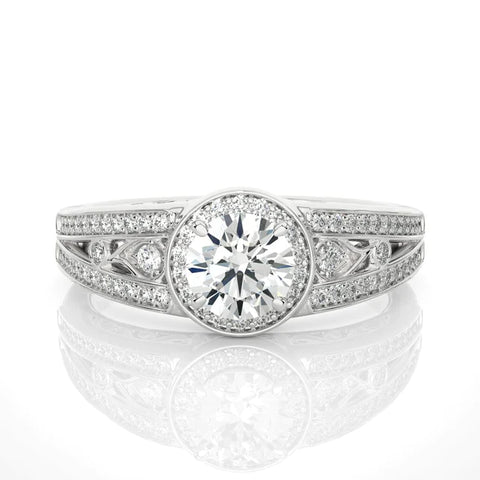 lab created diamond halo engagement ring